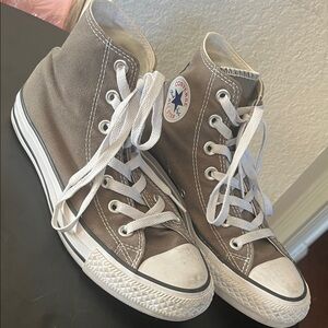 Converse Classic High-Tops in Taupe and White
